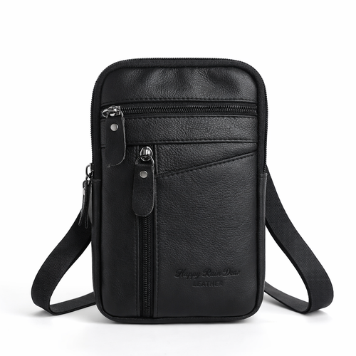 Petite sacoche bandoulière homme en cuir véritable compacte
