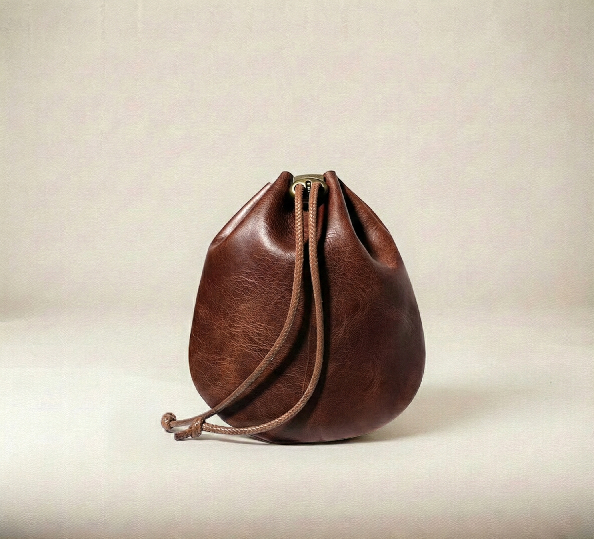 Pochette à Cordon en Cuir Véritable