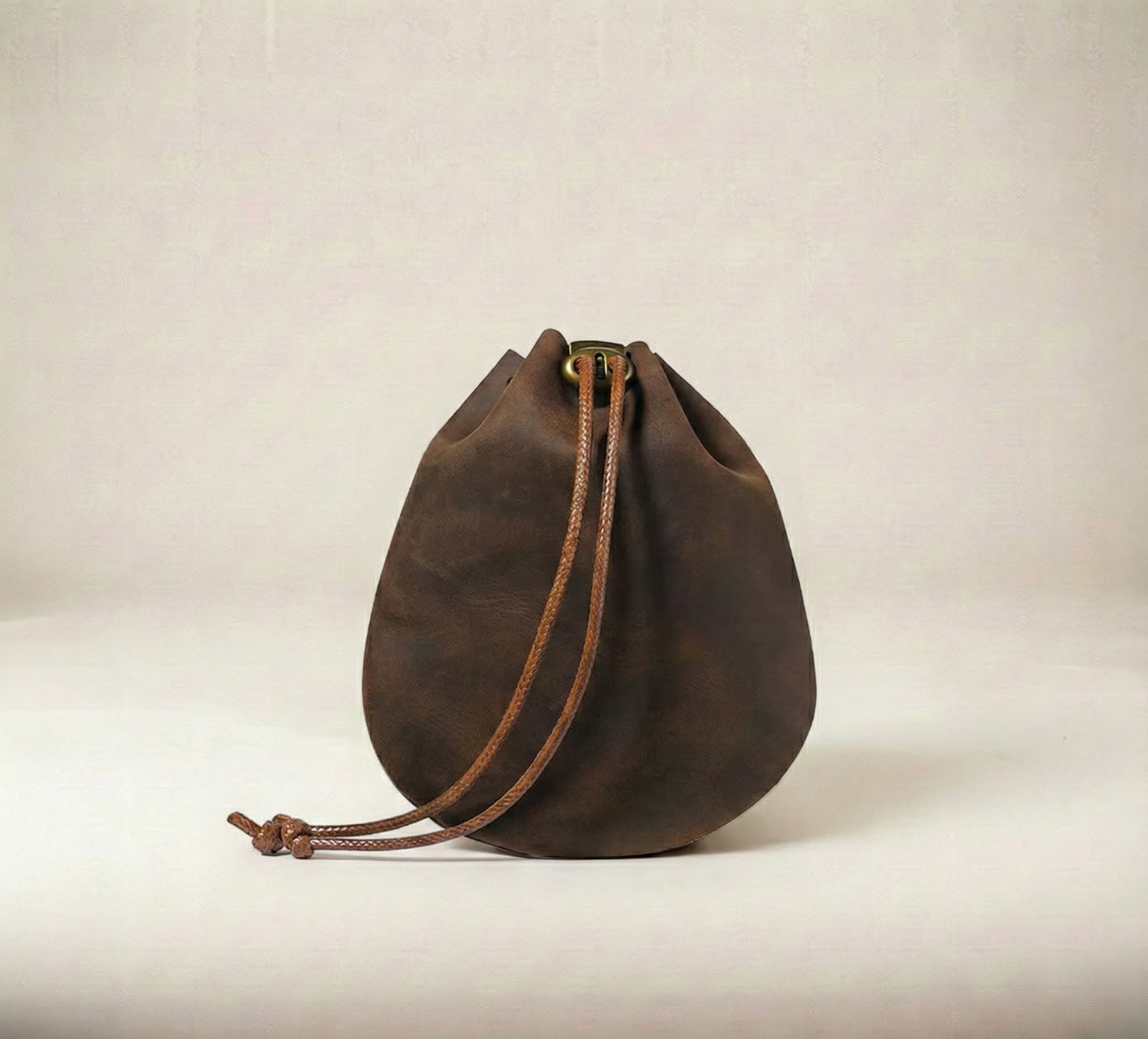 Pochette à Cordon en Cuir Véritable