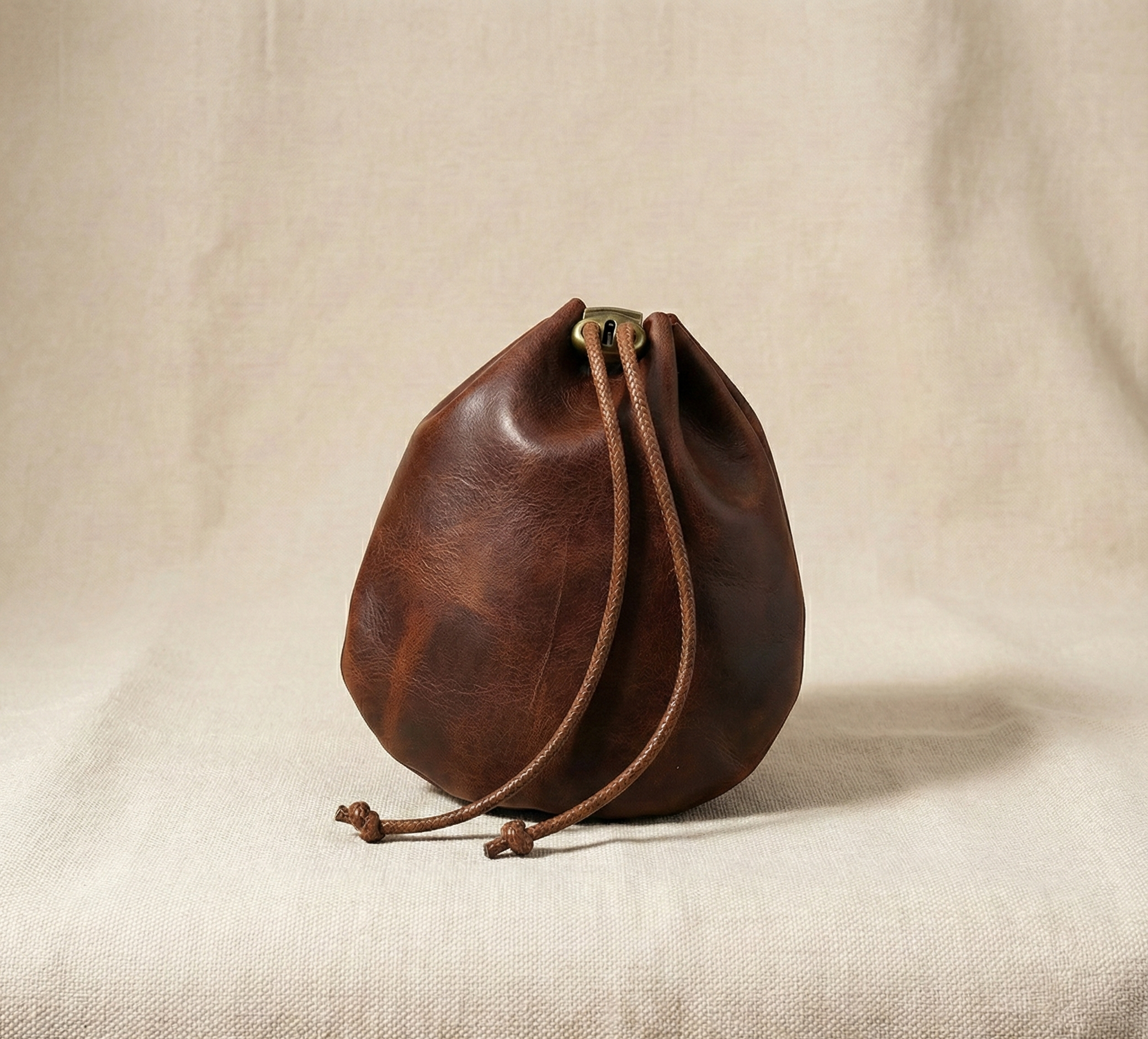 Pochette à Cordon en Cuir Véritable